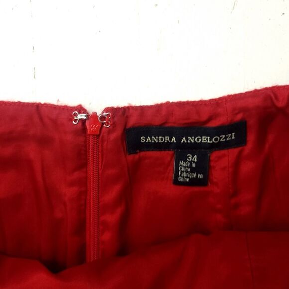 Sandra Angelozzi Red Wooly Skirt with Ribbon Trim - Picture 5 of 9